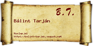 Bálint Tarján névjegykártya